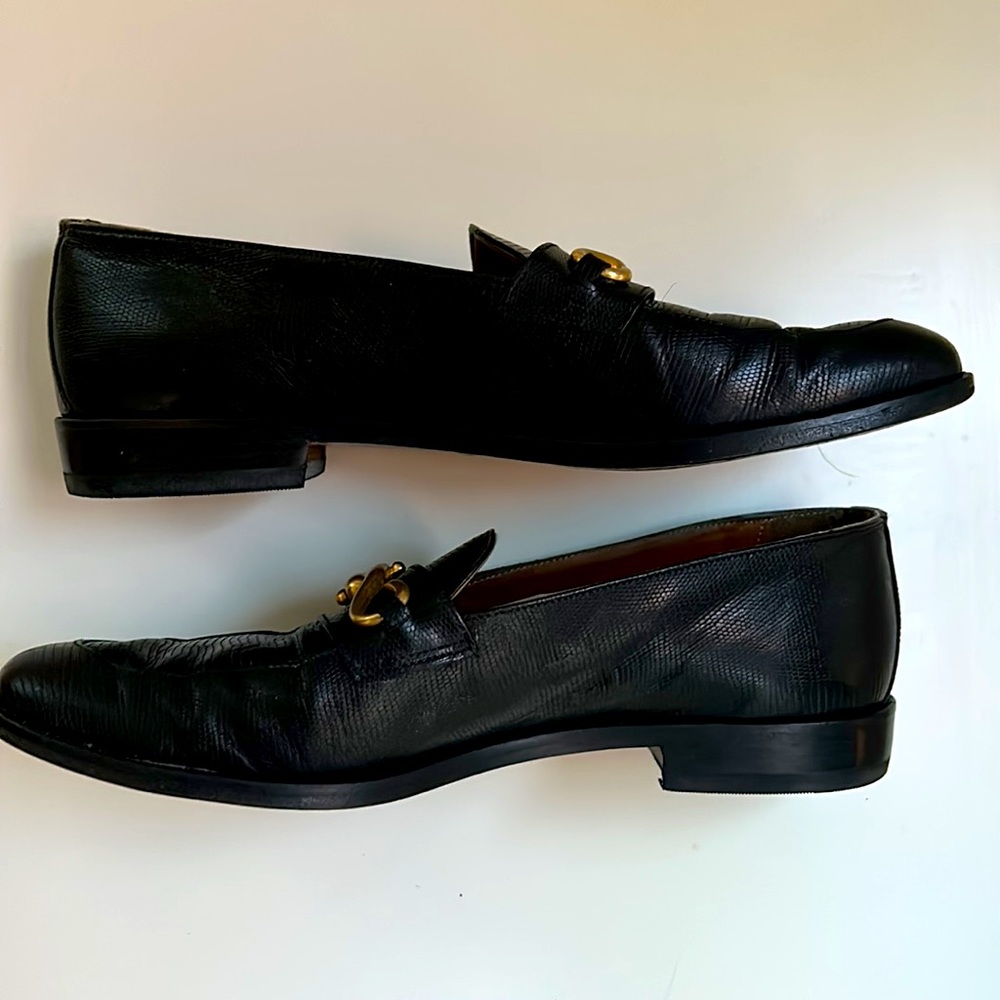 🔥HP🔥VTG Ann Taylor Loafers, black w gold buckle, size 7 1/2 M, Italy - Picture 7 of 15